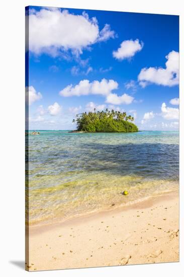 Tropical Island of Motu Taakoka Covered in Palm Trees in Muri Lagoon, Rarotonga, Cook Islands-Matthew Williams-Ellis-Stretched Canvas