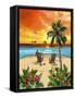 Tropical Island Sunset-Messina Graphix-Framed Stretched Canvas