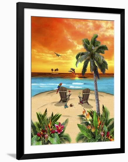 Tropical Island Sunset-Messina Graphix-Framed Giclee Print