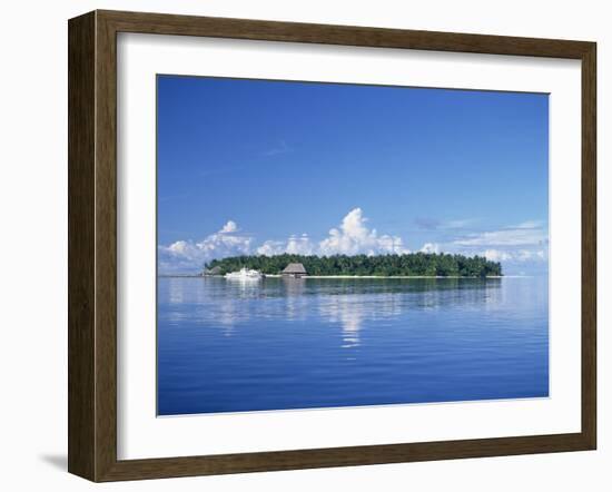 Tropical Island with Palm Trees, Surrounded by the Sea in the Maldive Islands, Indian Ocean-Tovy Adina-Framed Photographic Print