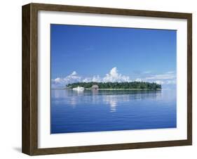 Tropical Island with Palm Trees, Surrounded by the Sea in the Maldive Islands, Indian Ocean-Tovy Adina-Framed Photographic Print