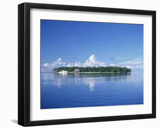Tropical Island with Palm Trees, Surrounded by the Sea in the Maldive Islands, Indian Ocean-Tovy Adina-Framed Photographic Print