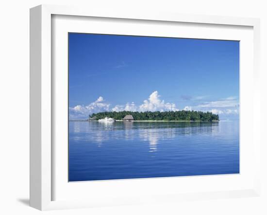 Tropical Island with Palm Trees, Surrounded by the Sea in the Maldive Islands, Indian Ocean-Tovy Adina-Framed Photographic Print