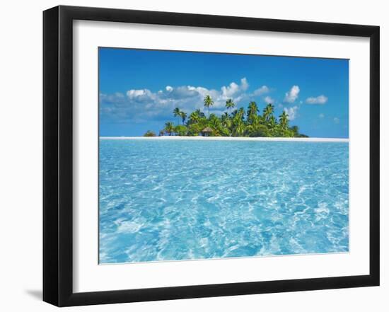 Tropical lagoon with palm island, Maldives-Frank Krahmer-Framed Giclee Print