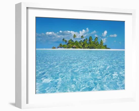 Tropical lagoon with palm island, Maldives-Frank Krahmer-Framed Giclee Print