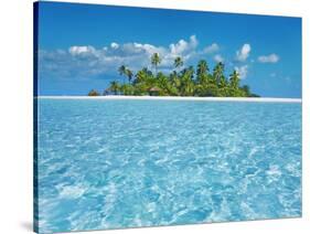 Tropical lagoon with palm island, Maldives-Frank Krahmer-Stretched Canvas