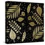 Tropical Leaf Pattern Gold-Ashley Santoro-Stretched Canvas