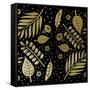 Tropical Leaf Pattern Gold-Ashley Santoro-Framed Stretched Canvas