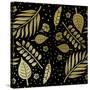 Tropical Leaf Pattern Gold-Ashley Santoro-Stretched Canvas