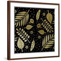 Tropical Leaf Pattern Gold-Ashley Santoro-Framed Giclee Print