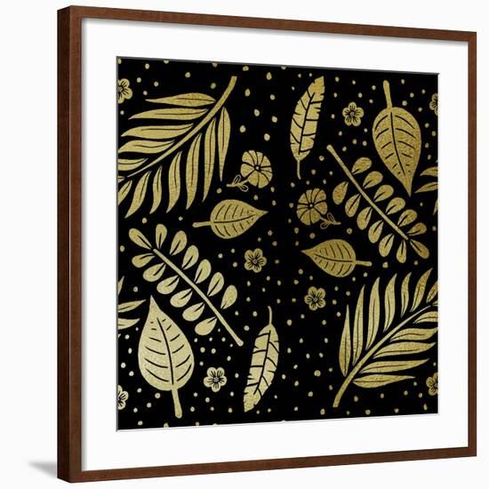 Tropical Leaf Pattern Gold-Ashley Santoro-Framed Giclee Print