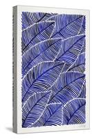 Tropical Leaves in Navy-Cat Coquillette-Stretched Canvas