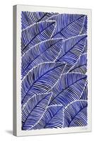 Tropical Leaves in Navy-Cat Coquillette-Stretched Canvas