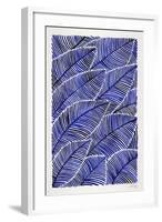 Tropical Leaves in Navy-Cat Coquillette-Framed Art Print