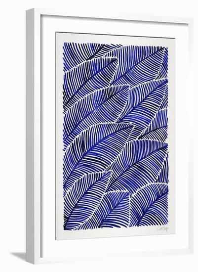 Tropical Leaves in Navy-Cat Coquillette-Framed Art Print