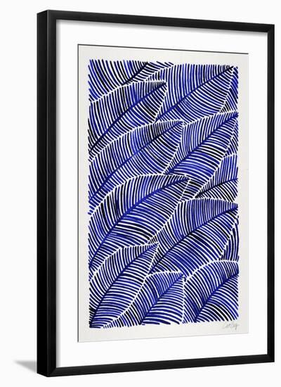 Tropical Leaves in Navy-Cat Coquillette-Framed Art Print