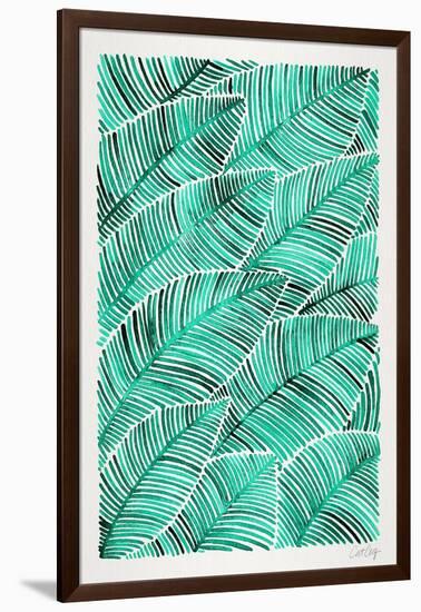 Tropical Leaves in Turquoise-Cat Coquillette-Framed Art Print