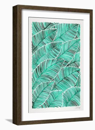 Tropical Leaves in Turquoise-Cat Coquillette-Framed Art Print