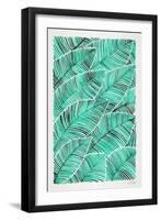 Tropical Leaves in Turquoise-Cat Coquillette-Framed Art Print