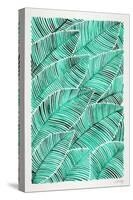 Tropical Leaves in Turquoise-Cat Coquillette-Stretched Canvas