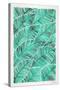 Tropical Leaves in Turquoise-Cat Coquillette-Stretched Canvas