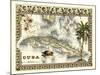 Tropical Map of Cuba-Vision Studio-Mounted Art Print