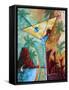 Tropical Martini Glass Cityscape PoP Art-Megan Aroon Duncanson-Framed Stretched Canvas