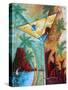 Tropical Martini Glass Cityscape PoP Art-Megan Aroon Duncanson-Stretched Canvas