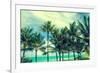 Tropical Palm Trees on the Miami Beach near the Ocean, Florida, Usa, Retro Styled-EllenSmile-Framed Photographic Print