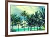 Tropical Palm Trees on the Miami Beach near the Ocean, Florida, Usa, Retro Styled-EllenSmile-Framed Photographic Print