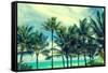 Tropical Palm Trees on the Miami Beach near the Ocean, Florida, Usa, Retro Styled-EllenSmile-Framed Stretched Canvas