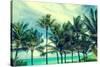 Tropical Palm Trees on the Miami Beach near the Ocean, Florida, Usa, Retro Styled-EllenSmile-Stretched Canvas