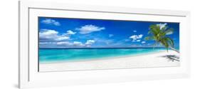 Tropical Paradise Beach with White Sand and Coco Palms Travel Tourism Wide Panorama Background Conc-stockphoto-graf-Framed Photographic Print