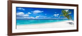 Tropical Paradise Beach with White Sand and Coco Palms Travel Tourism Wide Panorama Background Conc-stockphoto-graf-Framed Photographic Print