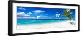 Tropical Paradise Beach with White Sand and Coco Palms Travel Tourism Wide Panorama Background Conc-stockphoto-graf-Framed Photographic Print