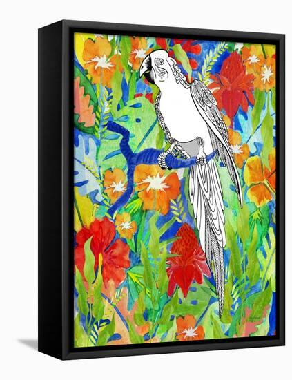 Tropical Paradise Parrot 1-Mary Escobedo-Framed Stretched Canvas