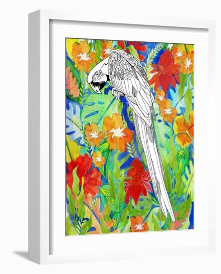 Tropical Paradise Parrot 2-Mary Escobedo-Framed Art Print