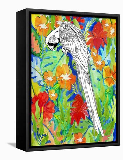 Tropical Paradise Parrot 2-Mary Escobedo-Framed Stretched Canvas