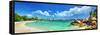 Tropical Paradise - Seychelles Islands, Panoramic View-Maugli-l-Framed Stretched Canvas