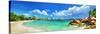 Tropical Paradise - Seychelles Islands, Panoramic View-Maugli-l-Stretched Canvas