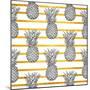 Tropical Pineapple Pattern with Gold Stripes-vavavka-Mounted Art Print