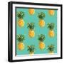 Tropical Pineapples Background - Seamless Pattern - in Vector-woodhouse-Framed Art Print