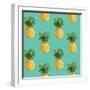 Tropical Pineapples Background - Seamless Pattern - in Vector-woodhouse-Framed Art Print