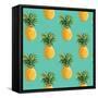 Tropical Pineapples Background - Seamless Pattern - in Vector-woodhouse-Framed Stretched Canvas