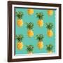 Tropical Pineapples Background - Seamless Pattern - in Vector-woodhouse-Framed Art Print