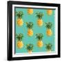 Tropical Pineapples Background - Seamless Pattern - in Vector-woodhouse-Framed Art Print