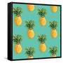 Tropical Pineapples Background - Seamless Pattern - in Vector-woodhouse-Framed Stretched Canvas