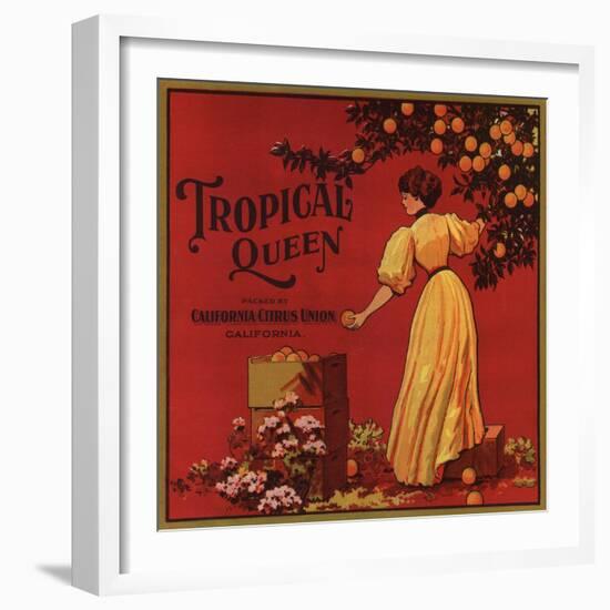 Tropical Queen Brand - California - Citrus Crate Label-Lantern Press-Framed Art Print
