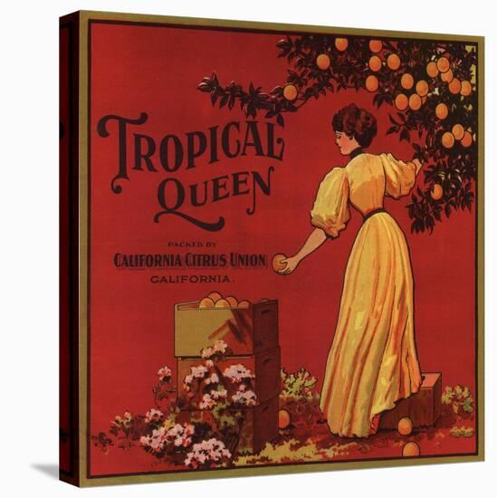 Tropical Queen Brand - California - Citrus Crate Label-Lantern Press-Stretched Canvas