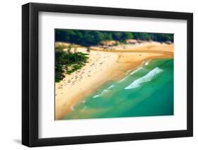 Tropical Sandy Beach Landscape from High View Point Tilt Shift Effect. Beautiful Turquoise Ocean An-Perfect Lazybones-Framed Photographic Print